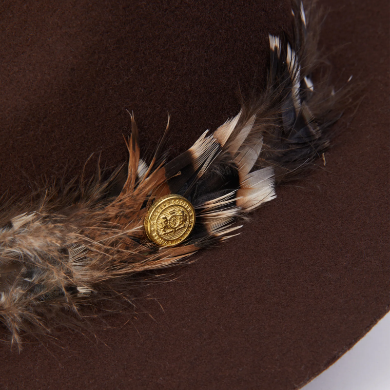 Holland Cooper Trilby Hat Iridescent Feather Band - Chocolate-3